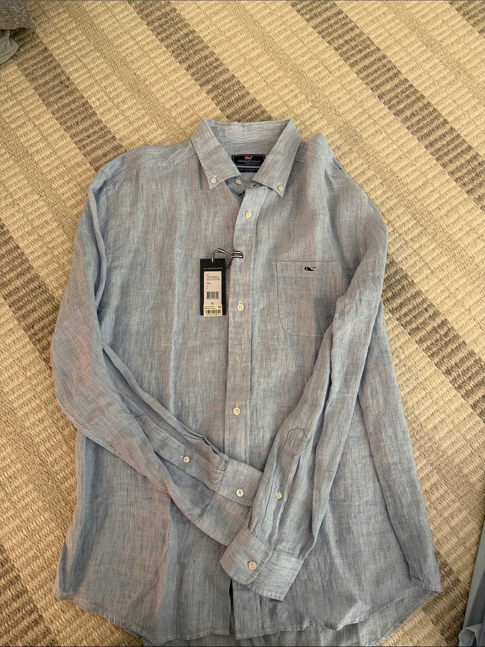 Vineyard Vines Light Blue Linen-Blend Button Down Shirt